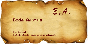 Boda Ambrus névjegykártya